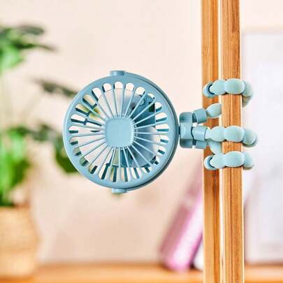 1pc Portable Stroller Fan, Small Battery Powered Fan With 3 Wind Speeds, Rechargeable Mini Personal Fan, Stroller Accessory, Car Seat Gift, Small Bed Accessory, Bicycle, Treadmill, 500mAh