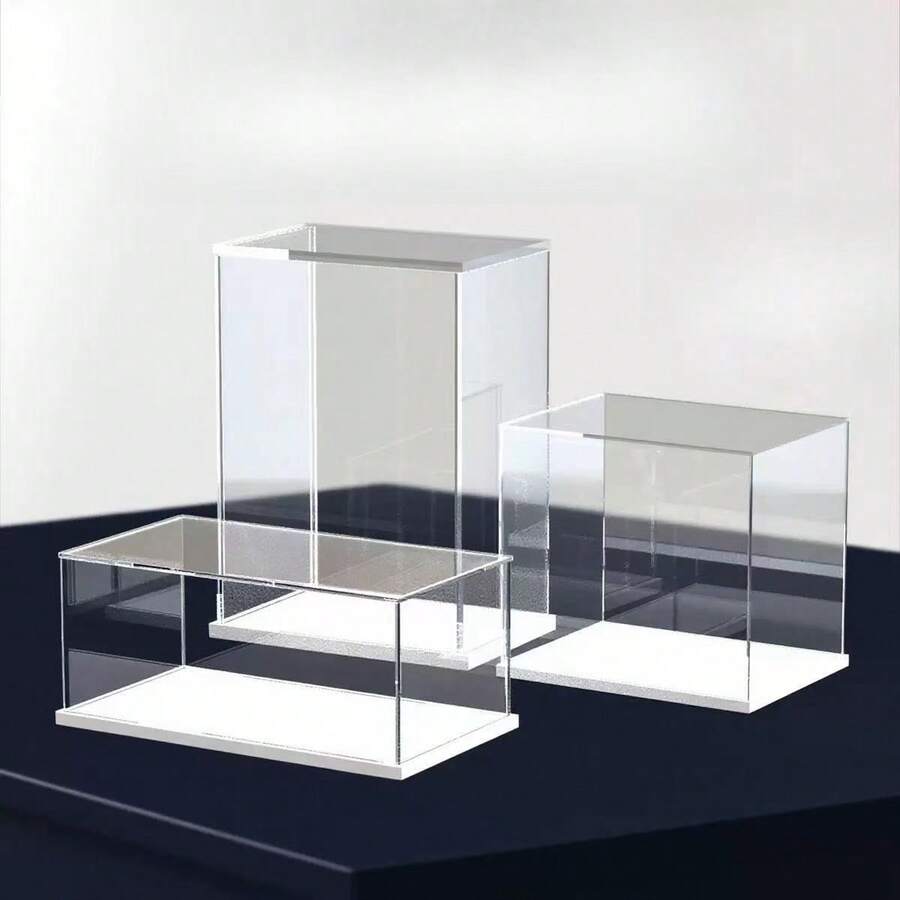 1 pieza Vitrina de acrílico transparente - Caja de almacenamiento a prueba de polvo, adecuada para figuras, modelos, muñecas - Estantería de exhibición de colecciones de arte (Consulte el video de instalación en este enlace para el montaje)