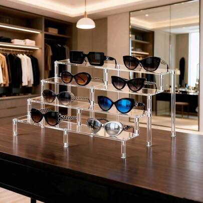 1pc Acrylic Display Rack, Multi-Tier Stepped Display Stand, Suitable For Home Organization, Product Display, Applicable For Perfume, Cosmetics, Collections, Toys And Party Decor. Perfume Rack.