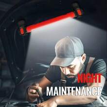 磁吸式 COB LED 工作燈，手持便攜式充電磁吸手電筒，附掛鉤機修引擎蓋工作燈條，適用汽車維修、車庫、工作坊、露營的充電便攜磁吸 LED 工作燈 - 紅色 - 查看 7