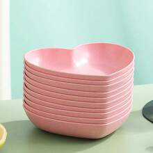 10件套15.5厘米心形塑料零食盘，可重复使用，可作开胃菜盘、糖果碟、水果盘，适用于厨房、派对、圣诞节、情人节、婚礼、婴儿派对，可用洗碗机清洗。 - 彩色 - 查看 11