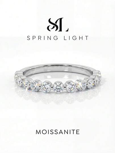 1pc Round Moissanite Ring, Women's Engagement Ring, Stackable Ring, 925 Sterling Silver, Minimalist Romantic Couple's Wedding Anniversary Ring, Luxury Jewelry Gift