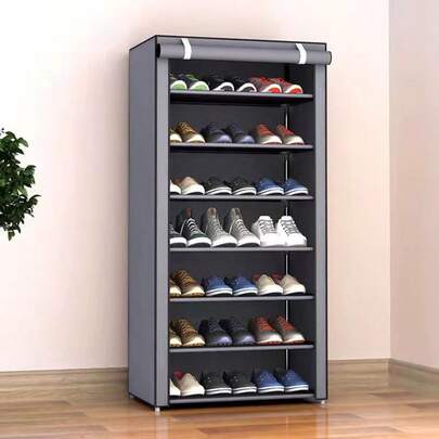 BANBERS 6/8/10 Tier Shoe Rack With Dustproof Cover Shoe Shelf Storage,Portable Shoe Shelf With Nonwoven Fabric Cover For Closet Hallway,Bedroom,Entryway,Grey