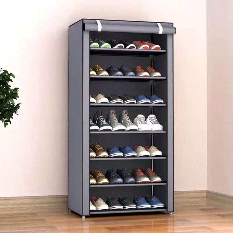 BANBERS 6/8/10 Tier Shoe Rack With Dustproof Cover Shoe Shelf Storage,Portable Shoe Shelf With Nonwoven Fabric Cover For Closet Hallway,Bedroom,Entryway,Grey - 8 lớp màu xám - Xem 1