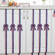 6 Pcs 4th Of July Cabinet Bows Star Striped Print Ribbon Cabinet Bows, Reusable Hanging Decor For Kitchen Cabinet Doors  Drawers - Blue - View 5