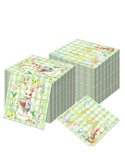 20pcs/Pack Easter Bunny Paper Napkins, 2-Ply Disposable Guest Towels With Chick And Rabbit Designs, Suitable For Easter Party Celebration And Holiday Dining Table Decor