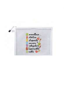 Maestra 花卉图案网眼袋，透明网眼收纳袋，洗漱包，化妆品整理袋，便携式洗漱包，理想的教师节礼物，旅行配件 | 灵感设计，彩色字母印花趣味化妆包，教师节礼物，送给姐姐的礼物，送给最佳教师的礼物，生日礼物，周年纪念礼物，毕业礼物，创意教师礼物，化妆品整理袋，化妆品收纳袋，化妆包，洗漱包，旅行洗漱包，度假必备，女性旅行礼物 - 彩色 - 查看 15