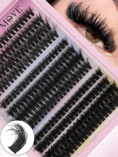 240 piezas Racimos de pestañas individuales estilo D rizado esponjoso para ojo de gato izquierdo y derecho, para racimos individuales pareados 50+60+80D. Kit de extensión de pestañas postizas reutilizables extra gruesas, de aspecto natural y de larga duración, súper ligeras y ultra suaves para principiantes, para uso en el hogar, la vida diaria, fiestas, viajes y festivales de música.