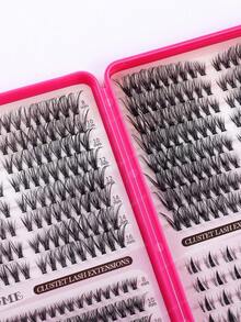 608/544/528片装DIY单根假睫毛，多款式假睫毛一盒，8-16毫米混合长度条状假睫毛，柔软持久，套装包含睫毛胶、定型液、刷子和镊子，适合日常、约会、派对和节日，易于佩戴。 - 粉色 - 查看 11