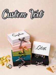 1pc White/Pink/Black/Red Magnetic Gift Box, Customizable Ribbon, Personalized Bride Request Gift Box Suitable For Wedding, Proposal, Bridal Shower, Customized Bride Name Gift Box, Will You Be My Bridesmaid Gift Box, Blank Wedding Gift Box, Personalized Gift, Customized Bridesmaid Name Gift Box - Multicolor - View 1