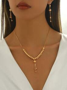 3pcs/Set Vintage Tassel Pendant Necklace Set, Fashionable, Versatile And Elegant Women Jewelry Set - J - View 36