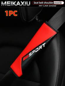 MEIKAXIU 1pc/2pcs New SPORT Red Carbon Fiber Car Shoulder Pad Safety Belt Decor Accessories, Auto Interior - Red Letter SPORT Shoulder Pads - View 16