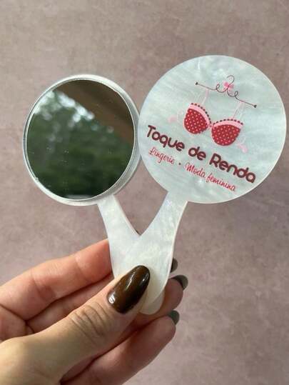 Espelhos de bolsa KIT COM 10 formato Mini COM CABO acrílico beleza maquiagem mimo presente