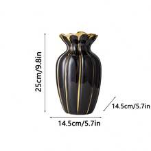 Modern Living Room White Gold Wavy Ceramic Vase, Luxury Black Gold Color Vase, Home Decor Accessories - Black Gold - View 7