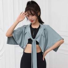 1pc Sports Casual Skirt, Fitness Anti-Flashing Yoga Pants, Adjustable Tie Waist One-Piece Covering Skirt - One-piece - View 2