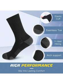 1/5 Pairs Of Men's Outdoor Sports Socks, Breathable, Odor-Resistant, Comfortable, Suitable For Summer Outdoor Sports, Long Socks, Black, Mid-Calf Socks - Multicolor - View 1