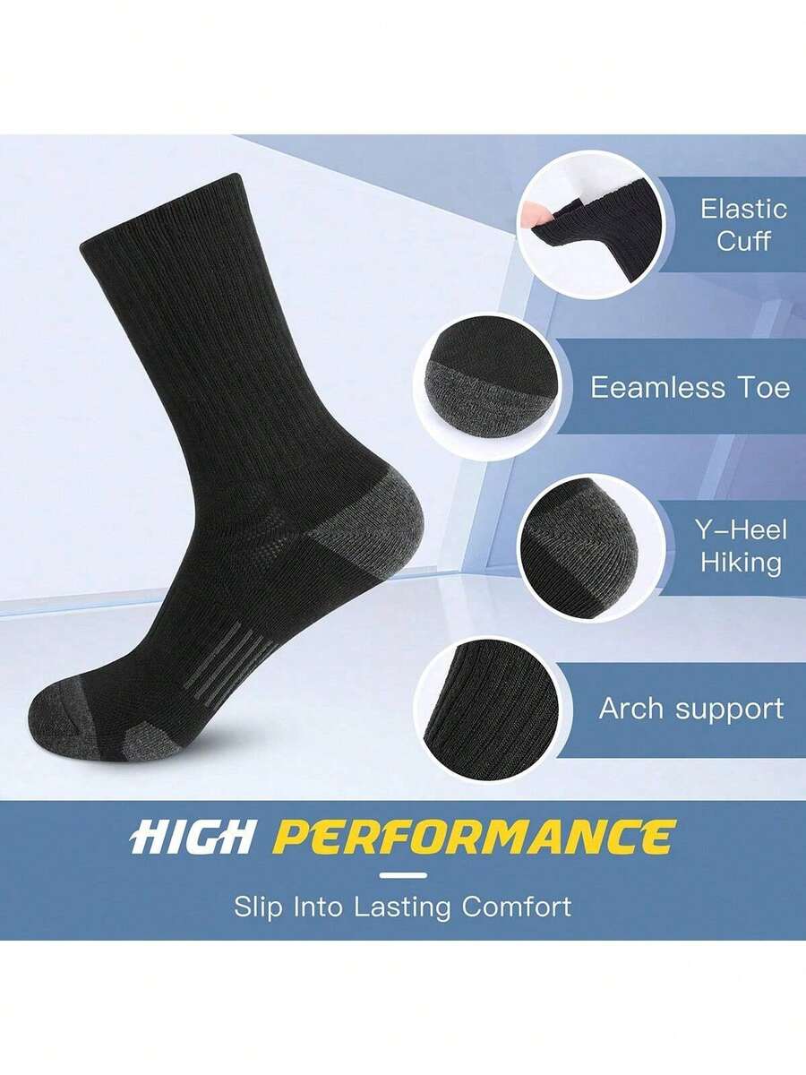 1/5 Pairs Of Men's Outdoor Sports Socks, Breathable, Odor-Resistant, Comfortable, Suitable For Summer Outdoor Sports, Long Socks, Black, Mid-Calf Socks - Multicolor - View 1