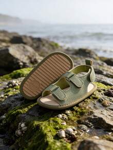 新生儿男女童凉鞋，防滑软底婴儿幼儿露趾休闲夏季步行鞋 - 綠色 - 查看 6