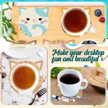 8pcs DIY Diamond Painting Coaster Set With Stand - Cat Theme, Round And Asymmetrical Diamond Shapes, Wooden Craft Kit, Suitable For Adults And Beginners - View 7