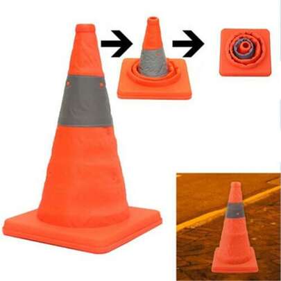 High 12 Inch Collapsible Traffic Cones, Multi-Purpose Pop Up Road Cones With Reflective Collar For Road Safety, Orange Cones For Training, Parking Lot And Driving Practice