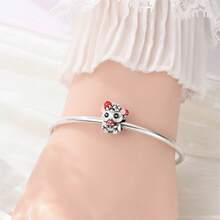 1PC925 Silver-Plated 'Travel' Charm Just Go! Red Travel Bag, Hamburger Cat, Music, ROCK Kitten, I Myself Happy Cat, Cute Mushroom, Little Hedgehog, Snail Head Mushroom Pendant Charms, Women's Original DIY Jewelry, Snake Bone Chain, Suitable For Music Festivals, Birthdays, Carnivals, And Ramadan Gifts - Multicolor - View 9