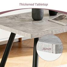 AINPECCA Dining Table With Black Metal Legs Kitchen Table (Marble Effect Top, 120 * 70cm) - Grey - View 7
