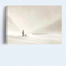 1 Pc Canvas Painting,An Artwork, A 2D Flat Piece Titled "Jesus Leaving 99 Lost Sheep To The Shepherd". Canvas Painting - Religious Wall Art. Jesus, The Shepherd, And 99 Sheep. Soft Tones Of Beige And White. Horizontal Decorative Painting. Suitable For Family Churches, Offices, Christmas Gifts, And Office Supplies. , Wooden Framed Art,High Quality ,Thickness 2.25cm/1inch  Wall Art Prints Poster Direct Hanging Decor For Home Gifts,Living Room, Bathroom, Bedroom, Kitchen,Bar,Office - quả mơ - Xem 3