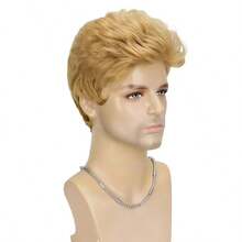 Wig Pendek Pirang Berduri 8" untuk Pria, Rambut Sintetis Tahan Panas, Gaya Rambut Bertekstur Alami untuk Pemakaian Sehari-hari, Cosplay & Pesta - MultiWarna - View 3