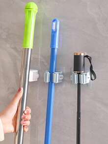 8pcs Wall Mounted Mop & Broom Holders, Heavy Duty Multi-Function Tool Storage Rack, Self-Adhesive Mop Hanger Organizer For Bathroom, Kitchen, Garden, Garage, Home Cleaning Accessories, Home Bathroom Decor, Autumn Essentials, Back To School Dorm Supplies - Multicolor - View 6