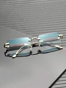 1 Pair Men's Small Frameless Classic Elegant Design Fashion Versatile Streetwear & Dating Accessory Fashion Glasses - Multicolor - View 2