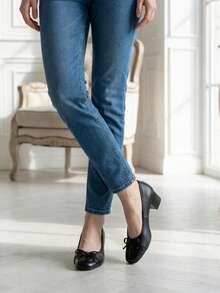 Plus Size Square Toe Comfortable Casual High Heel Shoes, Minimalist Fashion For Everyday - Black - View 2