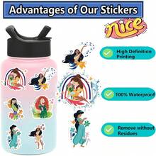 Disney 50张迪士尼公主混合防水涂鸦贴纸，适用于手机、电脑、行李箱、吉他、笔记本、卡通贴纸 - 1 Set - 查看 2