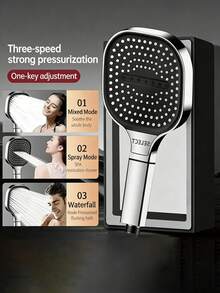 13cm Large-Panel 3-Mode Handheld Shower Head, High-Pressure Water-Saving Shockproof Massage Shower Nozzle (With Filter Function). The Silver Version Features Powerful Pressurization And Large Water Flow, Ideal For Household Bathroom Showers And Hot Water Supply Systems. - Single Shower - View 3