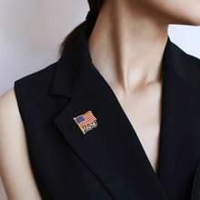 1枚欧美周年纪念国旗胸针，卡通金属英文创意徽章，服装配饰 - 彩色 - 查看 5