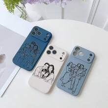 Customized Line Drawing Phone Case For IPhone 17, 16, 15, 14, 13, 12, 11 Pro Max And Plus Series, Anti-Fall And Wear-Resistant, UV Printing Handwritten Brush Stroke Style, Great Birthday Gift - White - View 3
