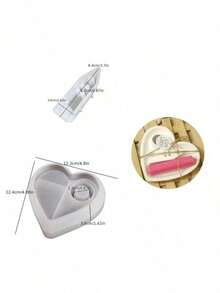 2pcs/Set DIY Semi-3D Heart Shaped Candle Holder Silicone Mold, Heart House Crystal Epoxy Resin Wax Candle Mold - Silicone Mold - View 8