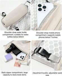 1PC Outdoor Sports Multifunctional Storage Bag, Lightweight Running Backpack With 500ml Water Bottle Pocket, Reflective Hydration Phone Pack, Breathable Anti-Slip Chest Pack For Women Men Running Cycling Marathon Camping.Mini Backpack,Backpack,Hiking Backpack,Backpack Purse For Women,Glowmode,Glowmode Bag,Tactical Gear,Running Vest Women,Gym Backpack,Gym Bags,Gym Bag,Travel Backpack,Running Vest. - 淺灰色 - 查看 4