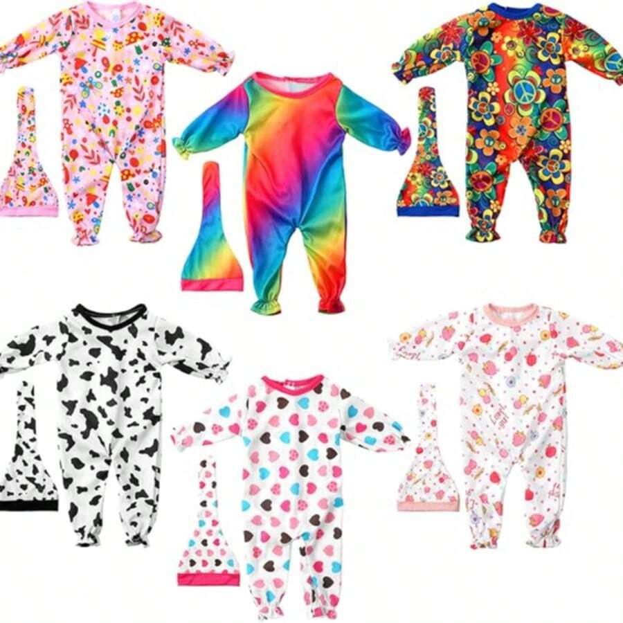 6款可选婴儿娃娃服装,18英寸重生娃娃连体衣带帽子,适合婴儿派对游戏礼物,适合男婴女婴娃娃(简约风格)。可爱设计:这些娃娃服装色彩鲜艳、充满活力且可爱,图案丰富多彩,易于搭配;多种款式可选,孩子们可以带着娃娃进行激动人心的冒险,并在玩耍中培养他们的想象力和创造力。 - 彩色 - 查看 1