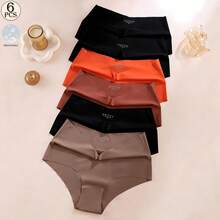 Aofeiqike 6 chiếc quần lót cạp cao kiểu Âu và Mỹ chất lượng cao, cỡ lớn, không đường may, thoáng khí, chất liệu lụa băng, đồ lót mỏng mềm mại thoải mái dành cho phụ nữ. - Nhiều màu - Xem 14