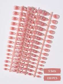 Set Kuku Palsu French Cat Eye Bentuk Almond Pendek 150pcs, Ukuran Sedang, Termasuk 1 Gel Polish dan 1 Kikir Kuku, Cocok untuk Kerja Sehari-hari dan Pesta Liburan Wanita, Kuku Tempel Buatan Tangan - MultiWarna - View 5