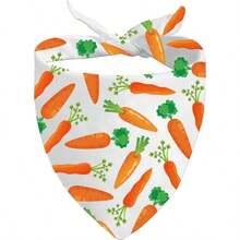 1pc Easter Bunny Carrot Dog & Scarf - Large Adjustable Tie Collar With Carrot And Parsley Pattern, Washable Soft Pet Apparel Suitable For Medium Dogs And Cats, Easter Party Outfit, Spring Pet (24.8x11 Inches) - Multicolor - View 1