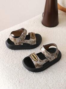 1 Pair Boys' Camouflage Sandals, Soft Sole Open Toe Beach Shoes, Summer Sports Sandals - Khaki - View 2