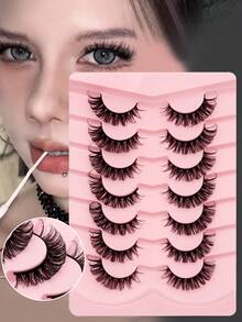 Waloshow 10 Pairs Elongated Eye Tail Criss-Cross 15mm False Eyelashes - Black - View 5