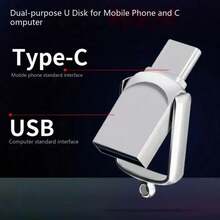 高速二合一 USB 闪存盘，Type-C 接口，64GB 双功能数据存储设备，兼容 PC - 查看 2