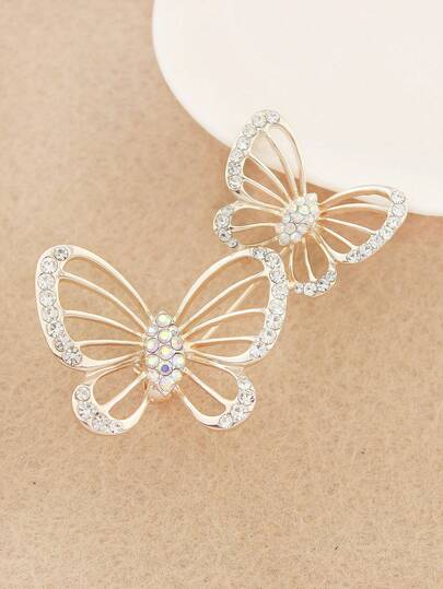 1 pieza Broche de mariposa de aleación de zinc elegante y casual, accesorio versátil de decoración para fiestas de mujeres, diseño hueco realista de alas