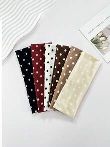 Bộ 4 chiếc băng đô co giãn thời trang nữ chấm bi & màu trơn, băng đô trang điểm khi rửa mặt, phụ kiện tóc thể thao bãi biển kỳ nghỉ hè, băng đô du lịch. - Nhiều màu - Xem 4