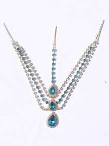 Elegant Multi-Layer Crystal Pendant Headchain, Bridal Wedding Crystal Forehead Chain Jewelry For Women - Multicolor - View 3
