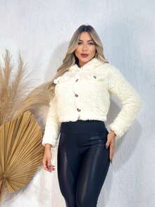 Women's Plush Teddy Coat, Warm And Soft, For Winter - 白色 - 查看 3