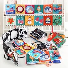 婴儿黑白布书，圣诞风格布书，蝴蝶布书，婴儿床挂书，可提升宝宝认知能力，婴儿益智布书 - 彩色 - 查看 4