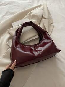 Fashionable Retro Pleated Small Cloud Handbag, Versatile Casual Shoulder Bag For Women - Burgundy - View 7